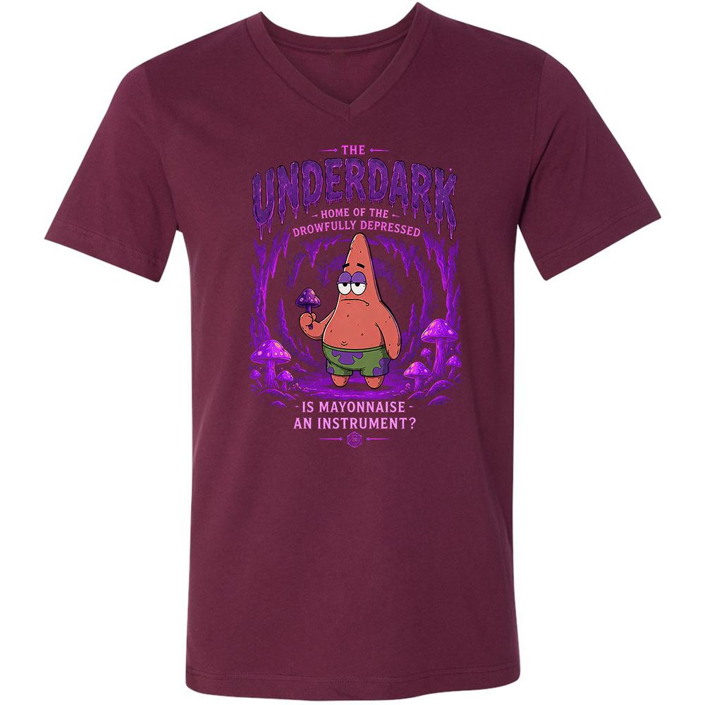 The Underdark Unisex V-Neck T-Shirt - Maroon - 8
