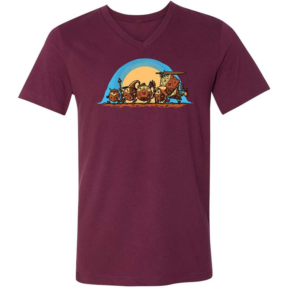 The Fellowship Of The Dice Unisex V-Neck T-Shirt - Maroon - 8