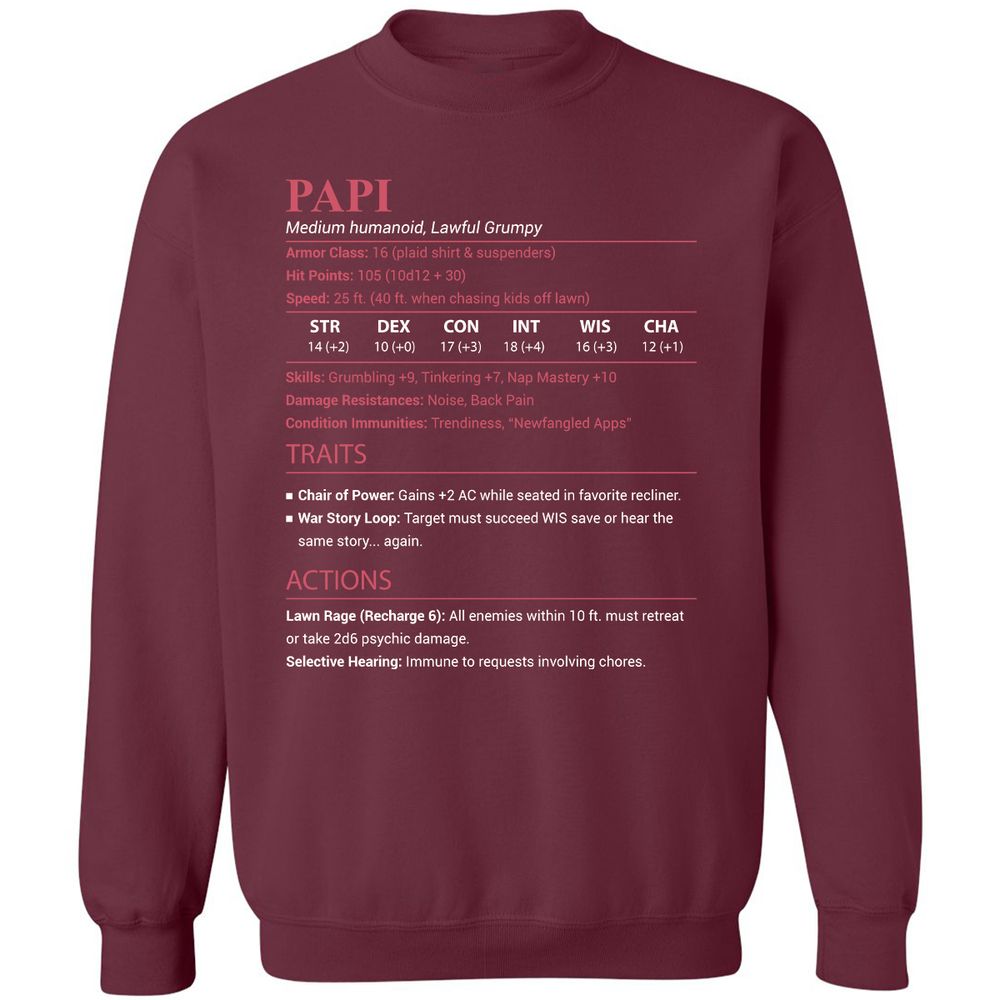 Papi Stats Classic Unisex Sweatshirt - Maroon - 8