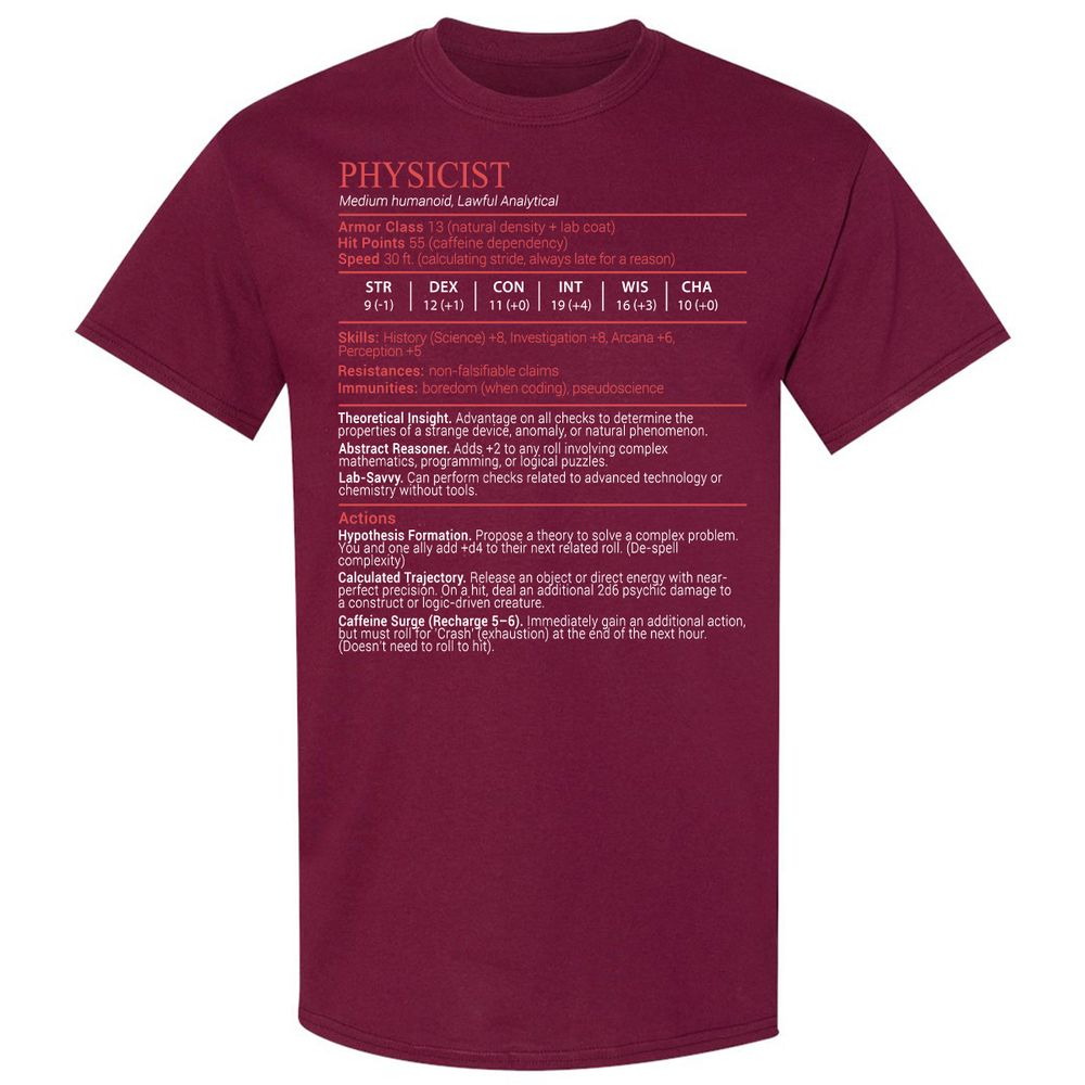 Physicist Stats Block - Maroon - 8