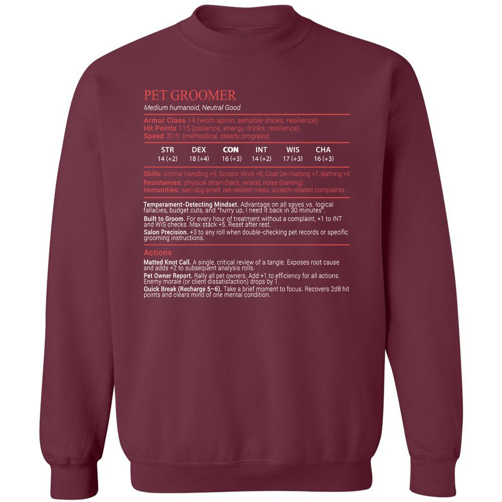Pet Groomer Stats Block - Maroon - 8