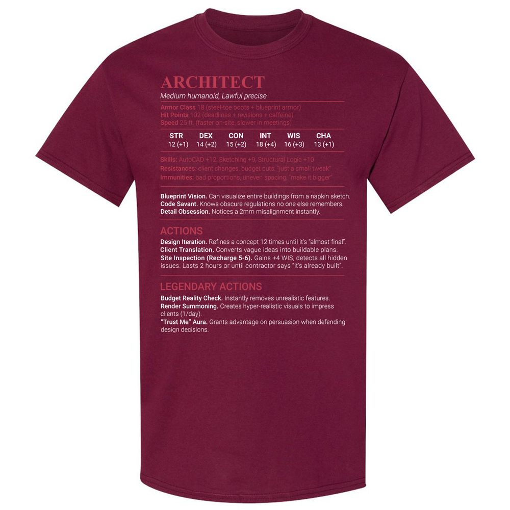 Architect Stats Classic Unisex T-Shirt - Maroon - 8