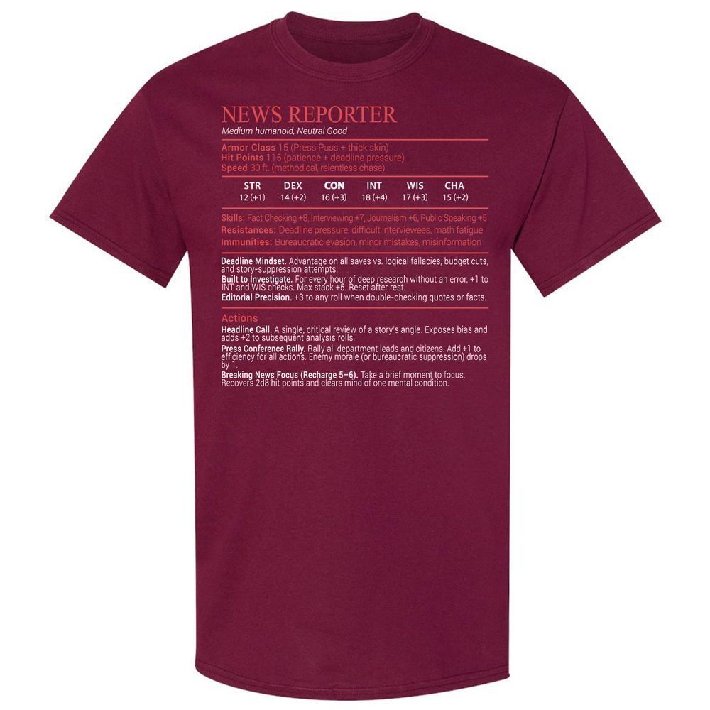 News Reporter Stats Block - Maroon - 8