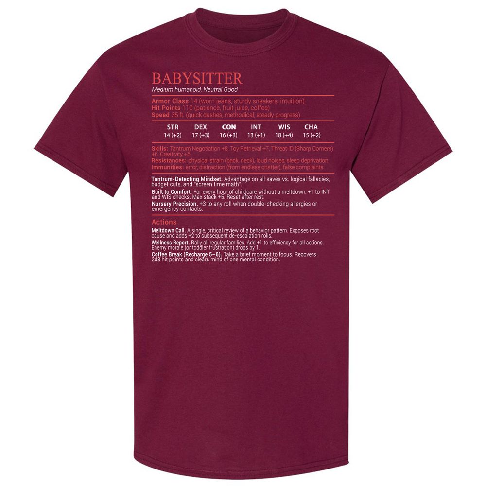 Baby Sitter Stats Block - Maroon - 8