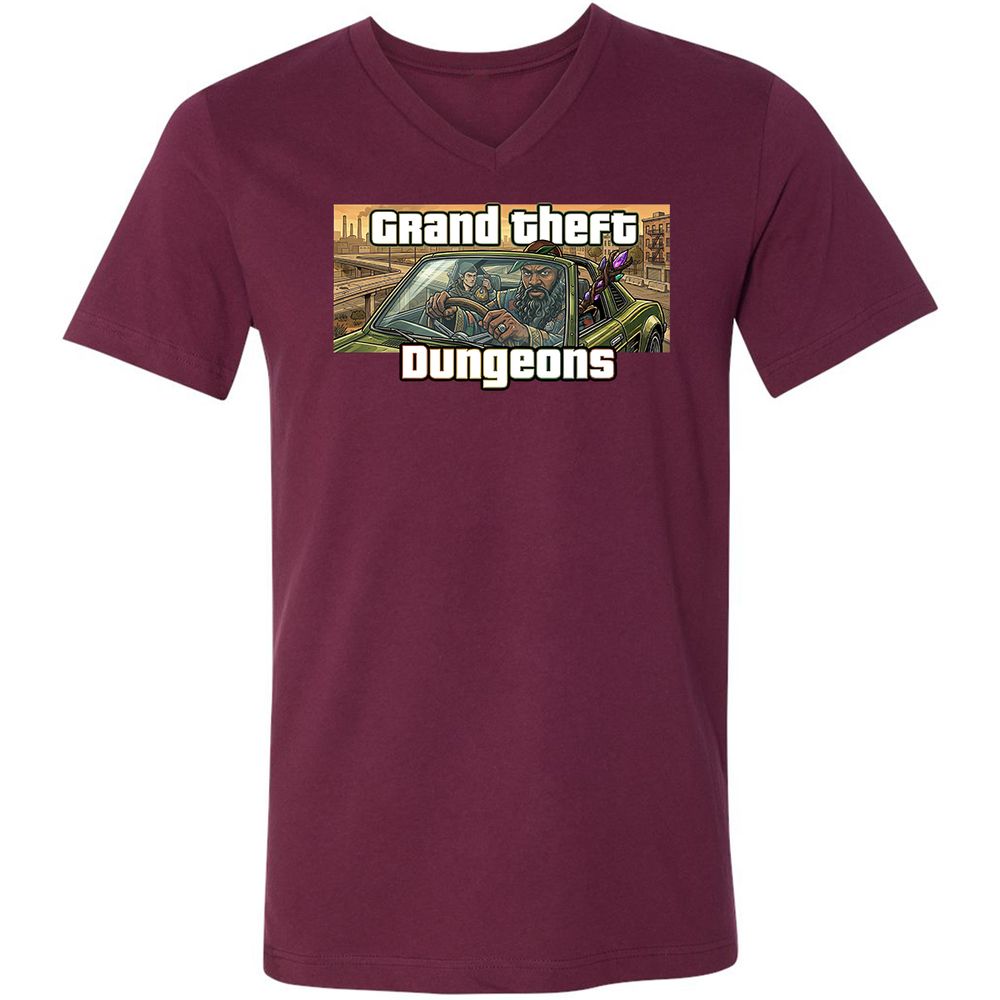 Grand Theft Dungeons Unisex V-Neck T-Shirt - Maroon - 8