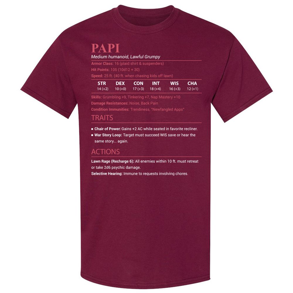 Papi Stats Classic Unisex T-Shirt - Maroon - 8