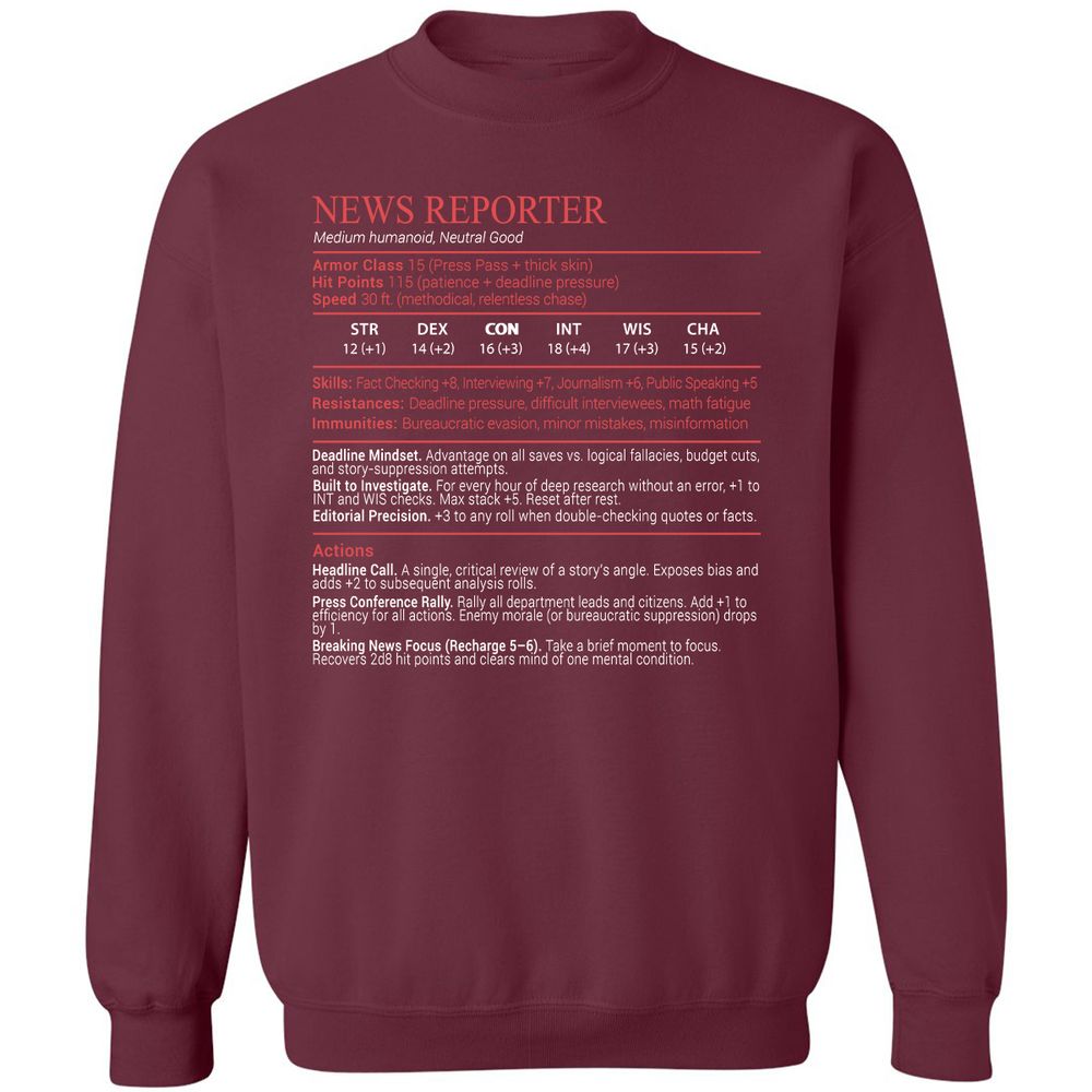 News Reporter Stats Block - Maroon - 8
