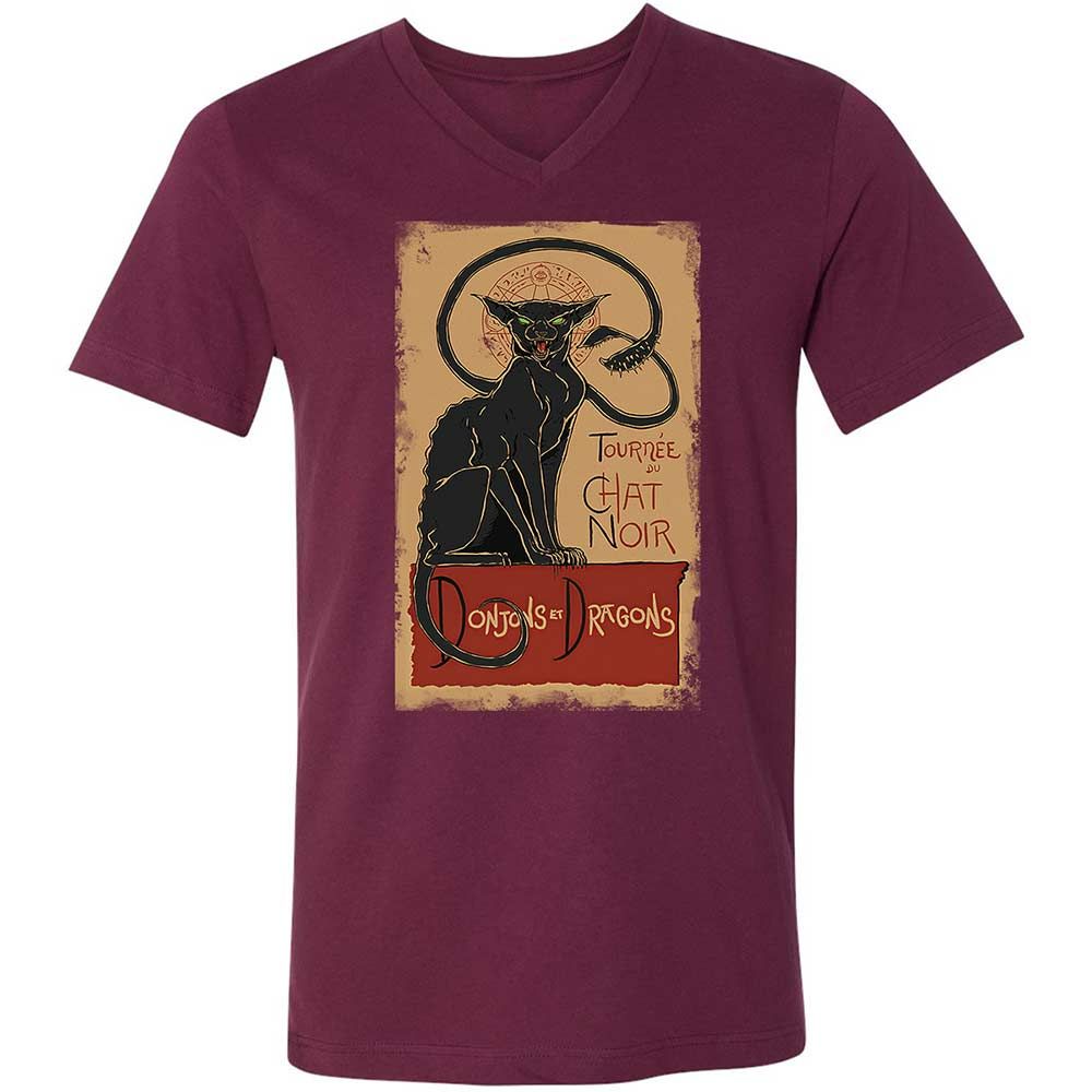 Tournee Du Chat Noir Unisex V-Neck T-Shirt - Maroon - 8