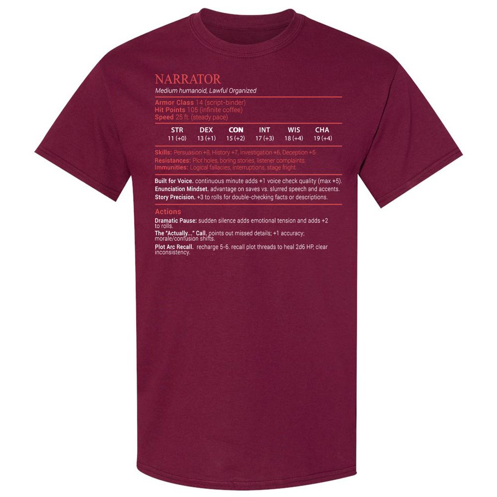 Narrator Stats Block - Maroon - 8