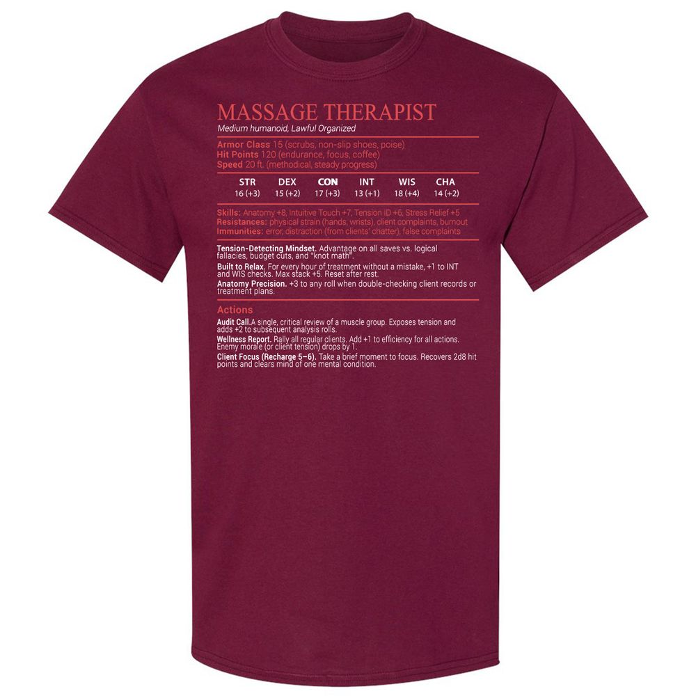 Massage Therapist Stats Block - Maroon - 8