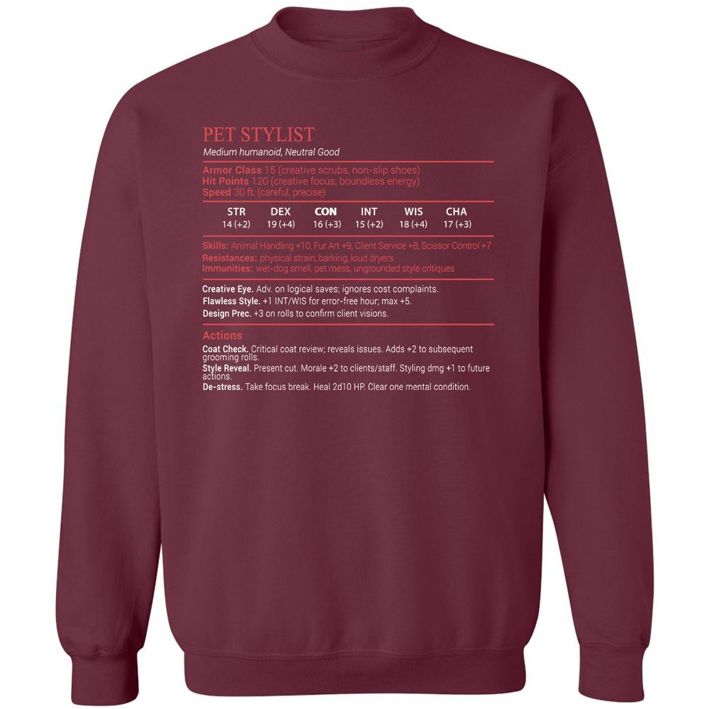 Pet Stylist Stats Block - Maroon - 8