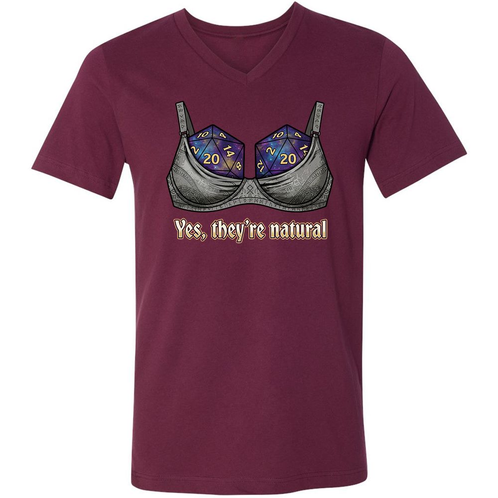They Are Natural Nat20 Unisex V-Neck T-Shirt - Maroon - 8