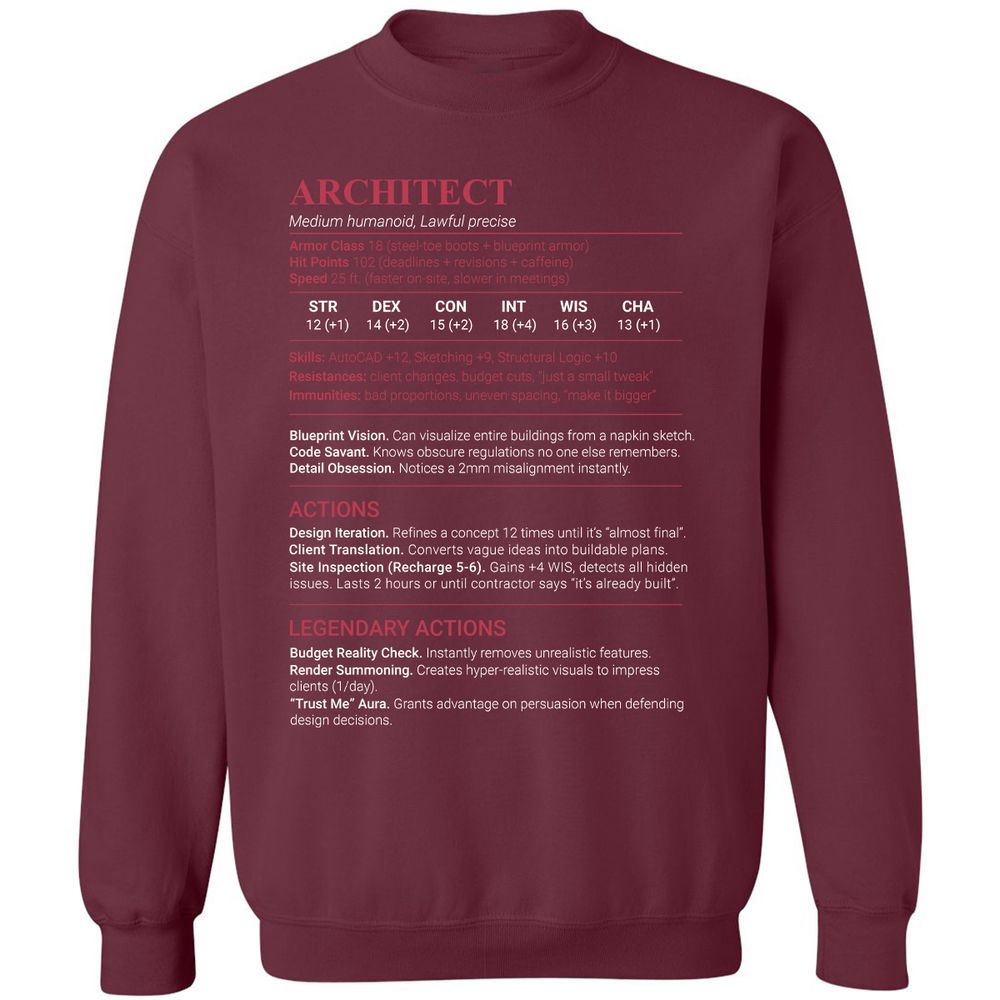 Architect Stats Classic Unisex Sweatshirt - Maroon - 8