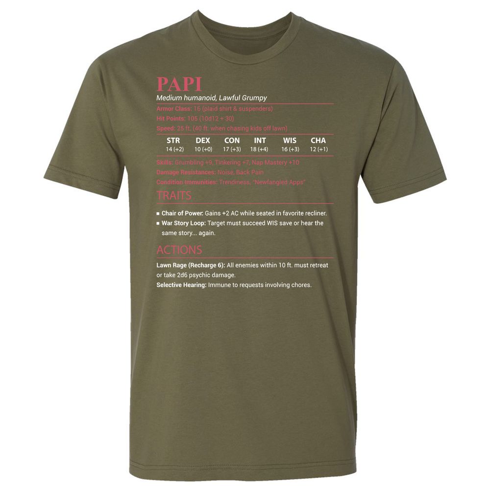 Papi Stats Premium Unisex T-Shirt - Military Green - 8