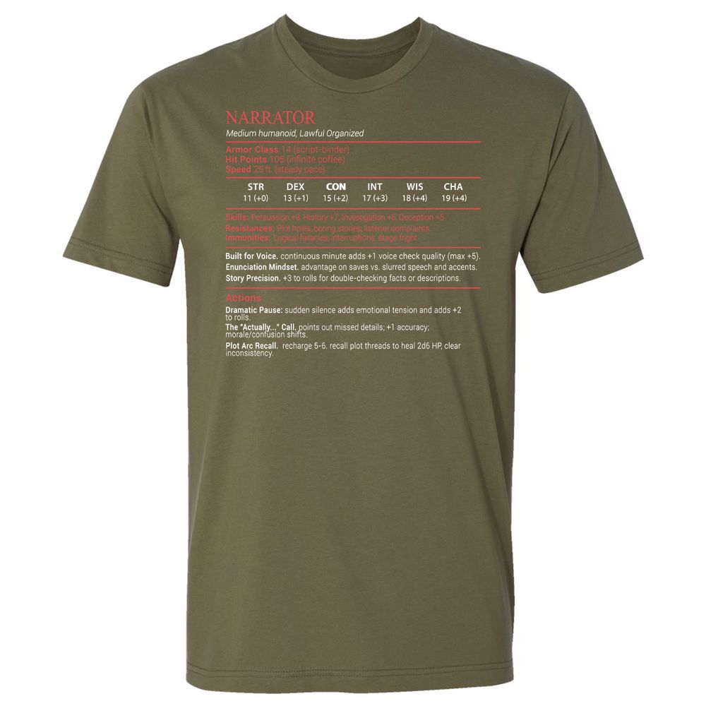 Narrator Stats Block - Military Green - 8