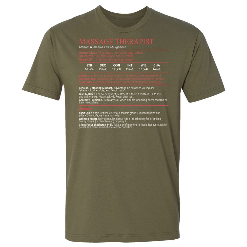Massage Therapist Stats Block - Military Green - 8