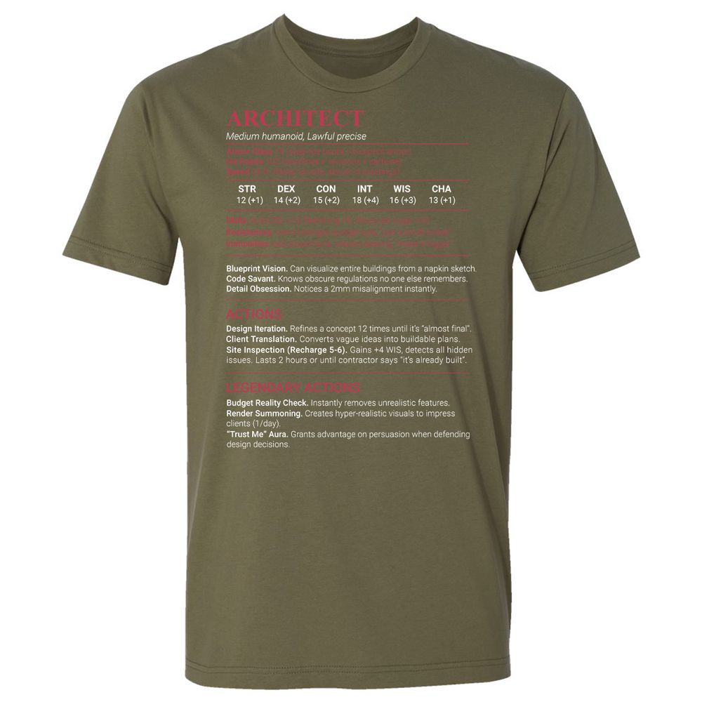 Architect Stats Premium Unisex T-Shirt - Military Green - 8