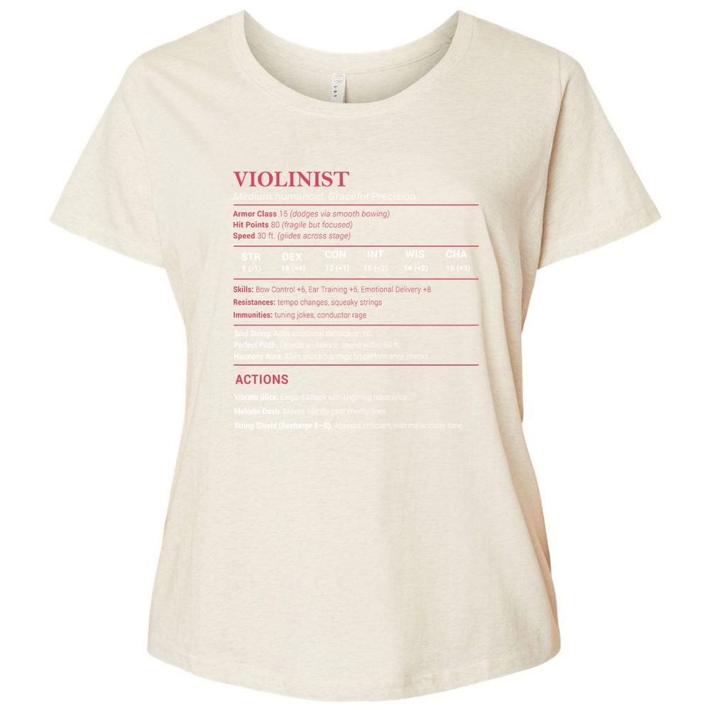 Violinist Stats Ladies Curvy Jersey - Natural Heather - 8