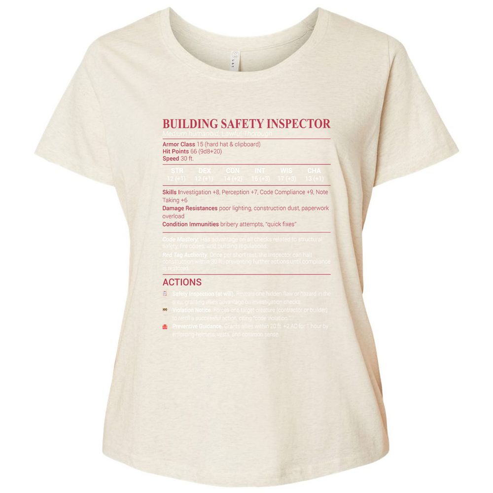 Building Safety Inspector Ladies Curvy Jersey - Natural Heather - 8