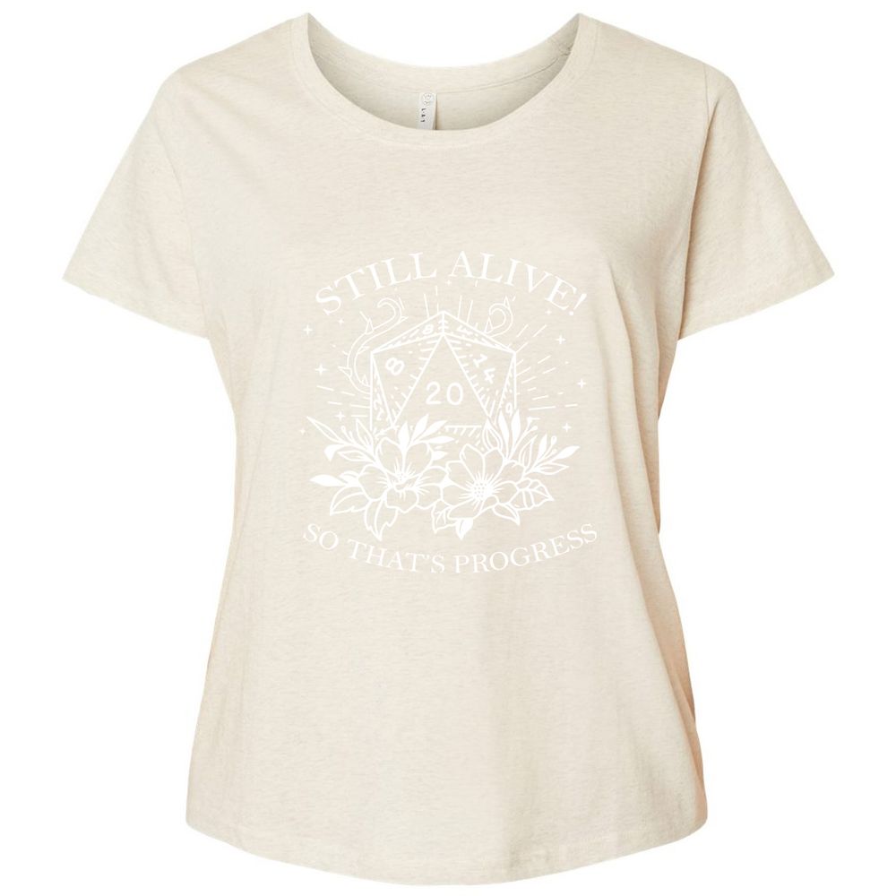 2710 Still Alive! So That’s Progress Ladies Curvy Jersey - Natural Heather - 8