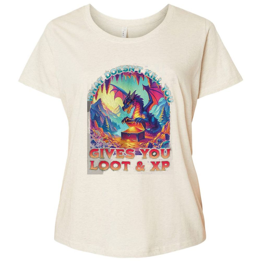 What Doesn't Kill You Give You Loot & XP Ladies Curvy Jersey - Natural Heather - 8