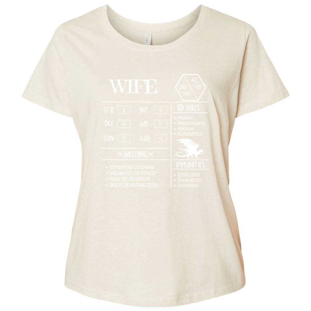 Wife Stats 2 Ladies Curvy Jersey - Natural Heather - 8