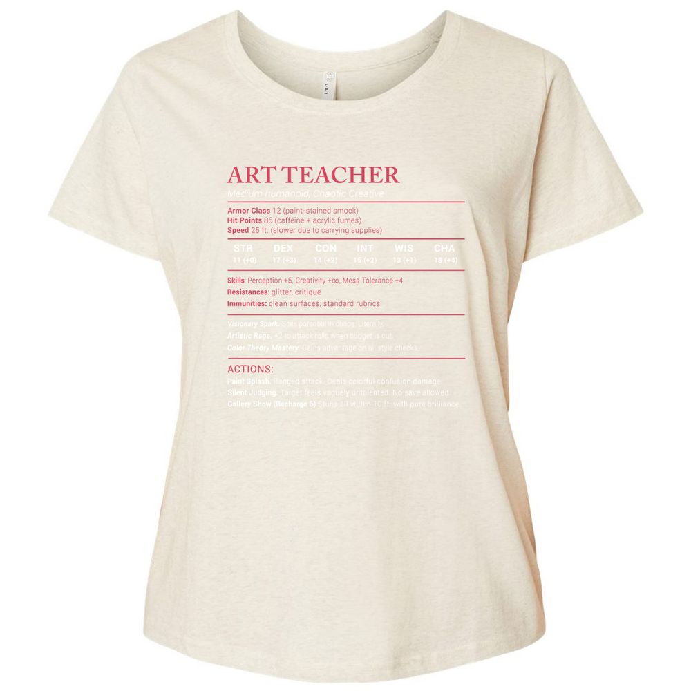 Art Teacher Stats Ladies Curvy Jersey - Natural Heather - 8