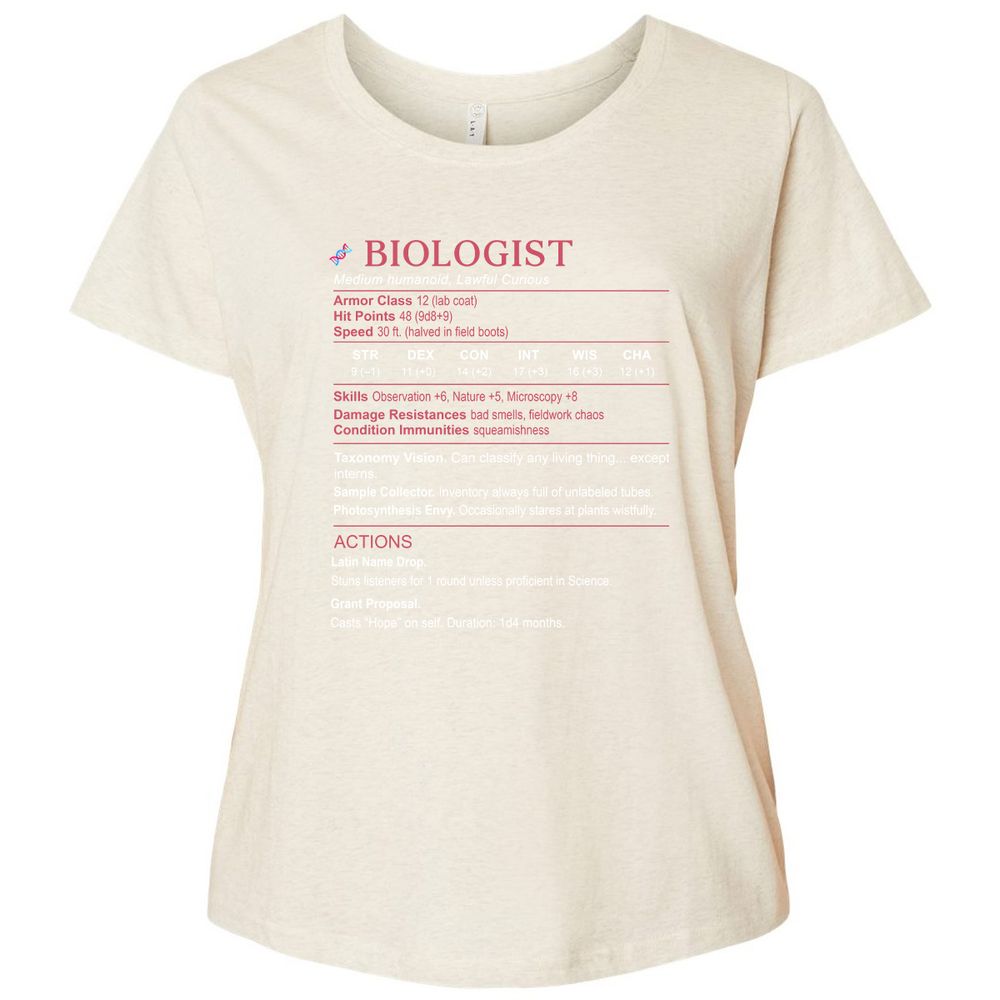 Biologist Stats Ladies Curvy Jersey - Natural Heather - 8
