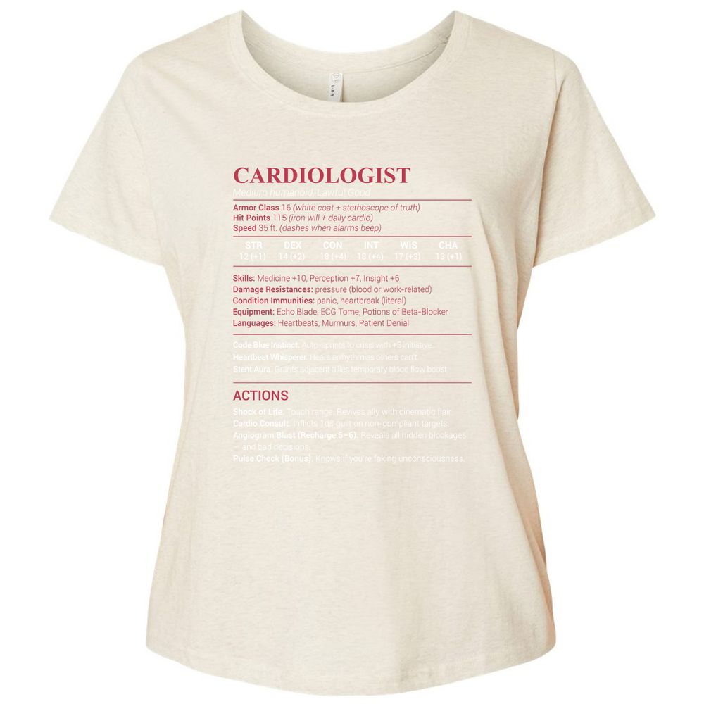 Cardiologist Stats Ladies Curvy Jersey - Natural Heather - 8