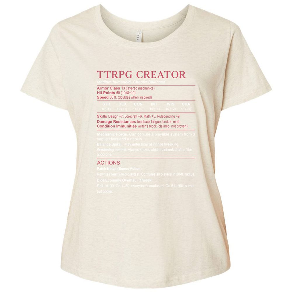 TTRPG Creator Stats Ladies Curvy Jersey - Natural Heather - 8