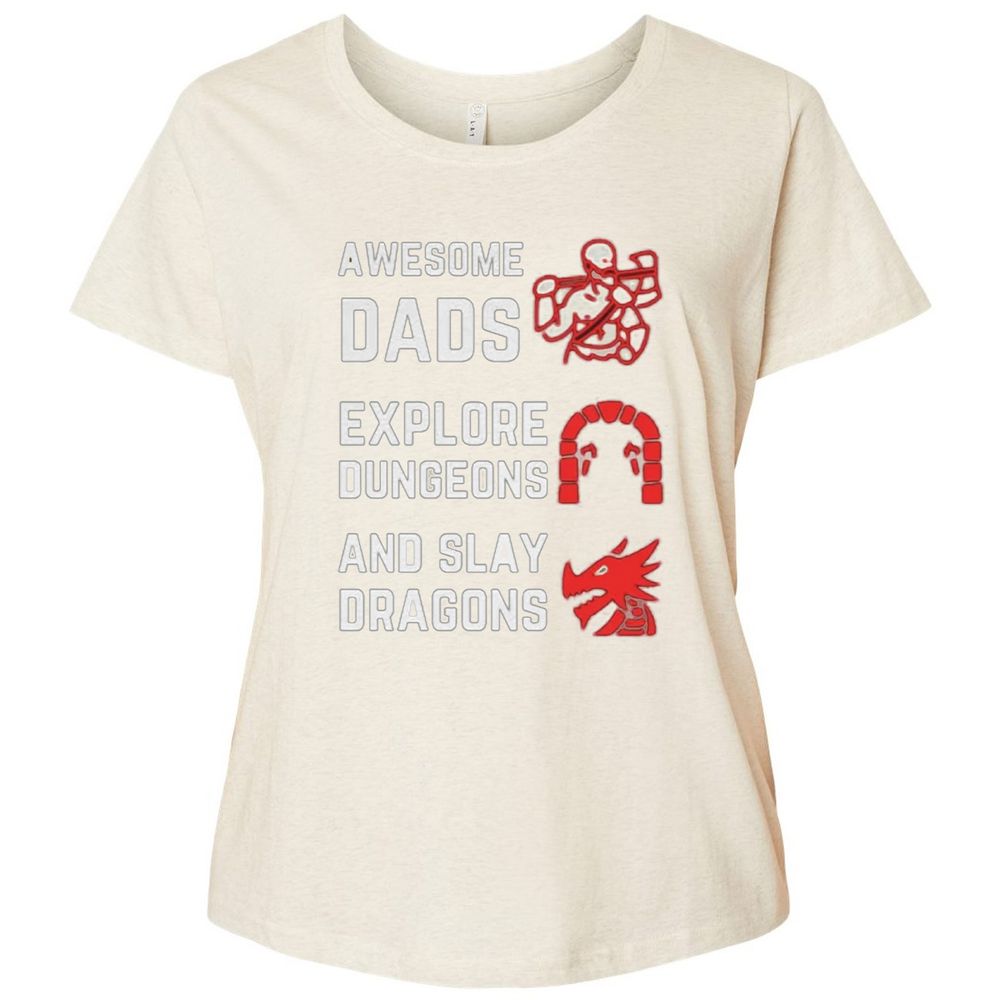 Awesome Dad Fathers Day Ladies Curvy Jersey - Natural Heather - 8