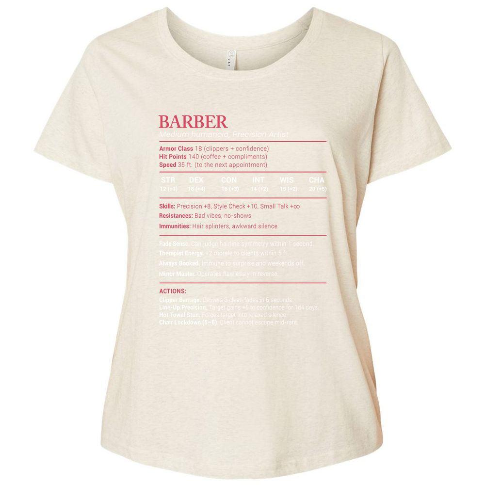 Barber Stats Ladies Curvy Jersey - Natural Heather - 8