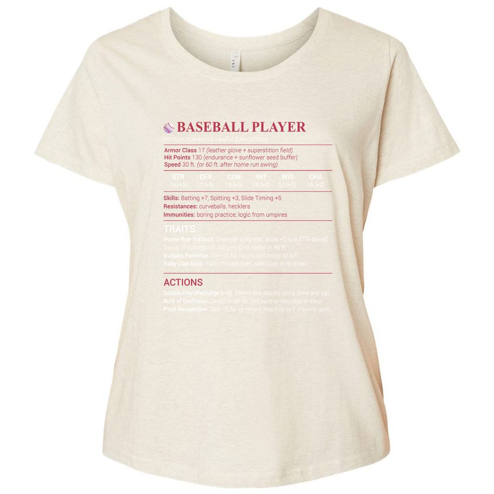 Baseball Player Ladies Curvy Jersey - Natural Heather - 8