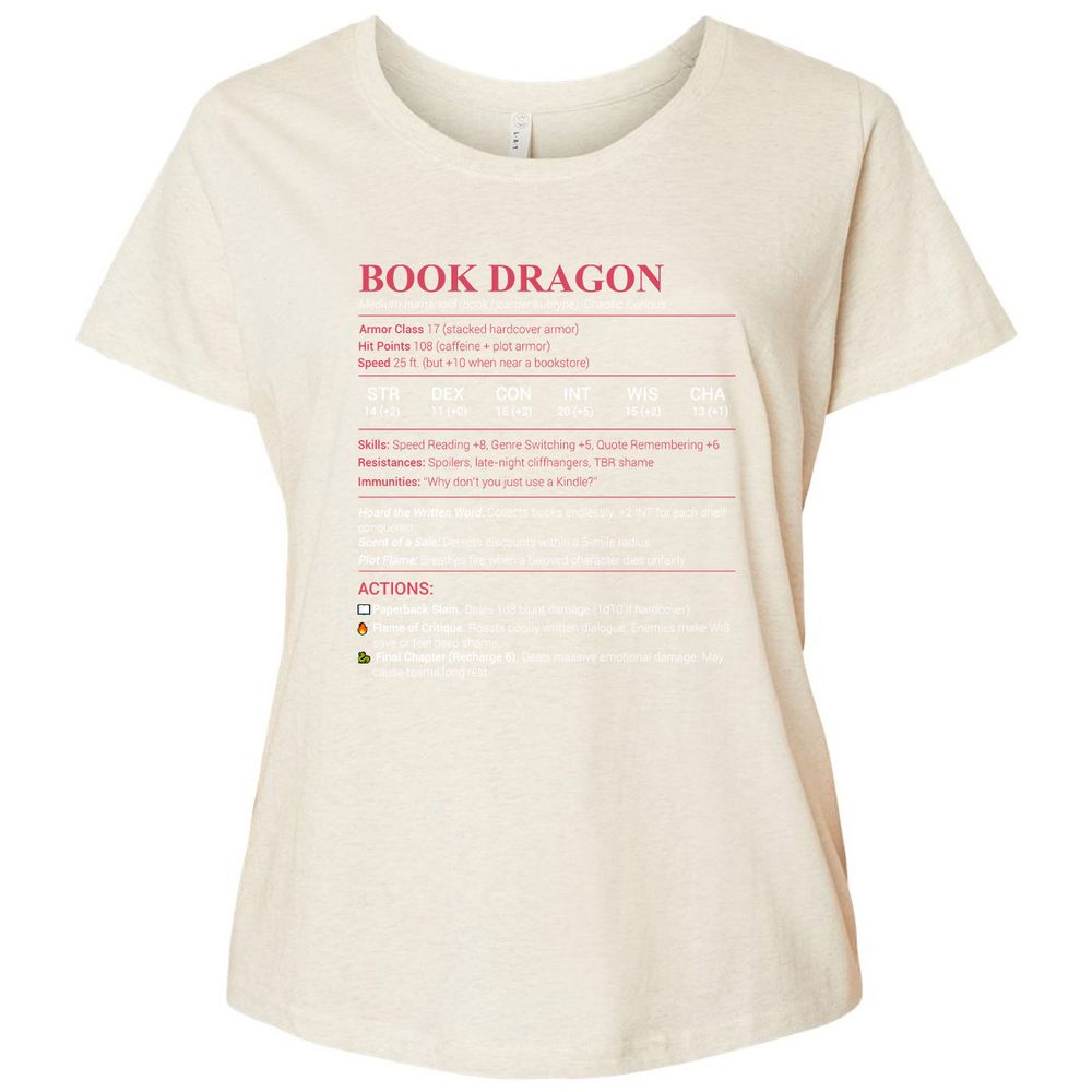 Book Dragon Stats Ladies Curvy Jersey - Natural Heather - 8