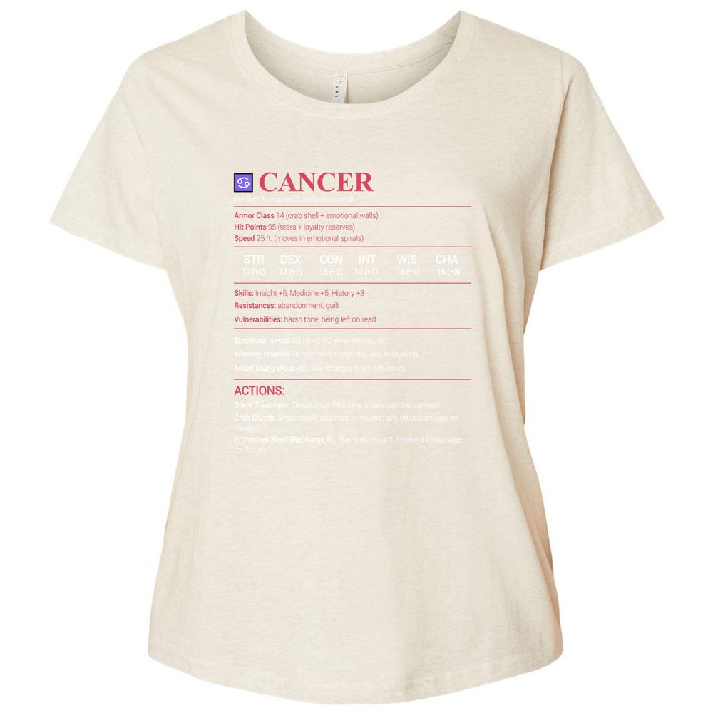 Cancer Stats Ladies Curvy Jersey - Natural Heather - 8