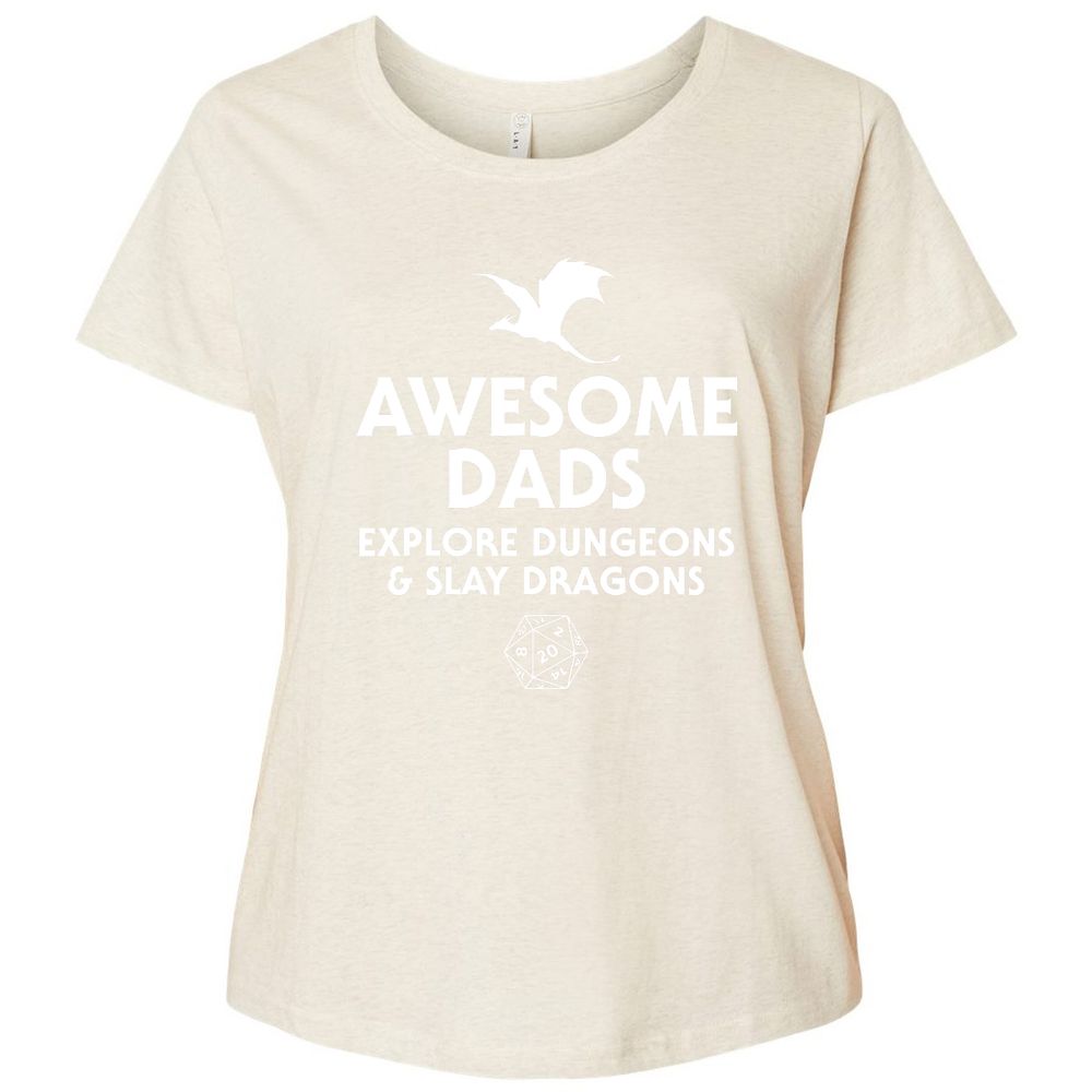 Awesome Dads Slay Dragons Ladies Curvy Jersey - Natural Heather - 8