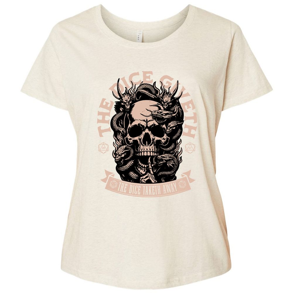 The Dice Giveth The Dice Taketh Away Ladies Curvy Jersey - Natural Heather - 8