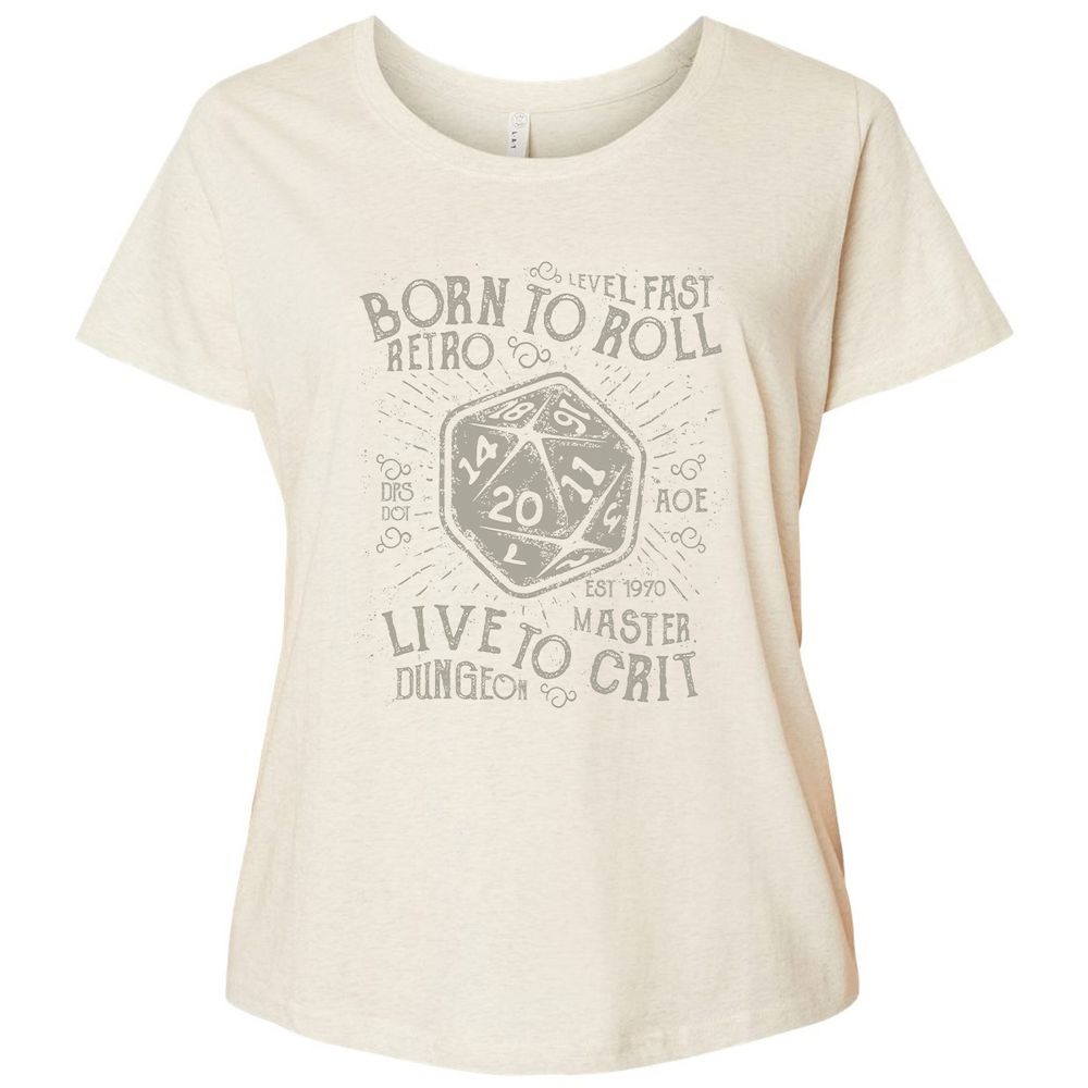 Born To Roll Live To Crit Ladies Curvy Jersey - Natural Heather - 8