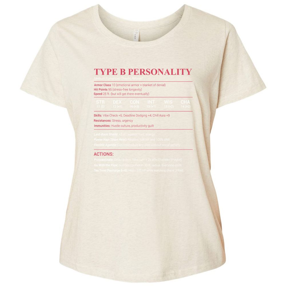 Type B Stats Ladies Curvy Jersey - Natural Heather - 8