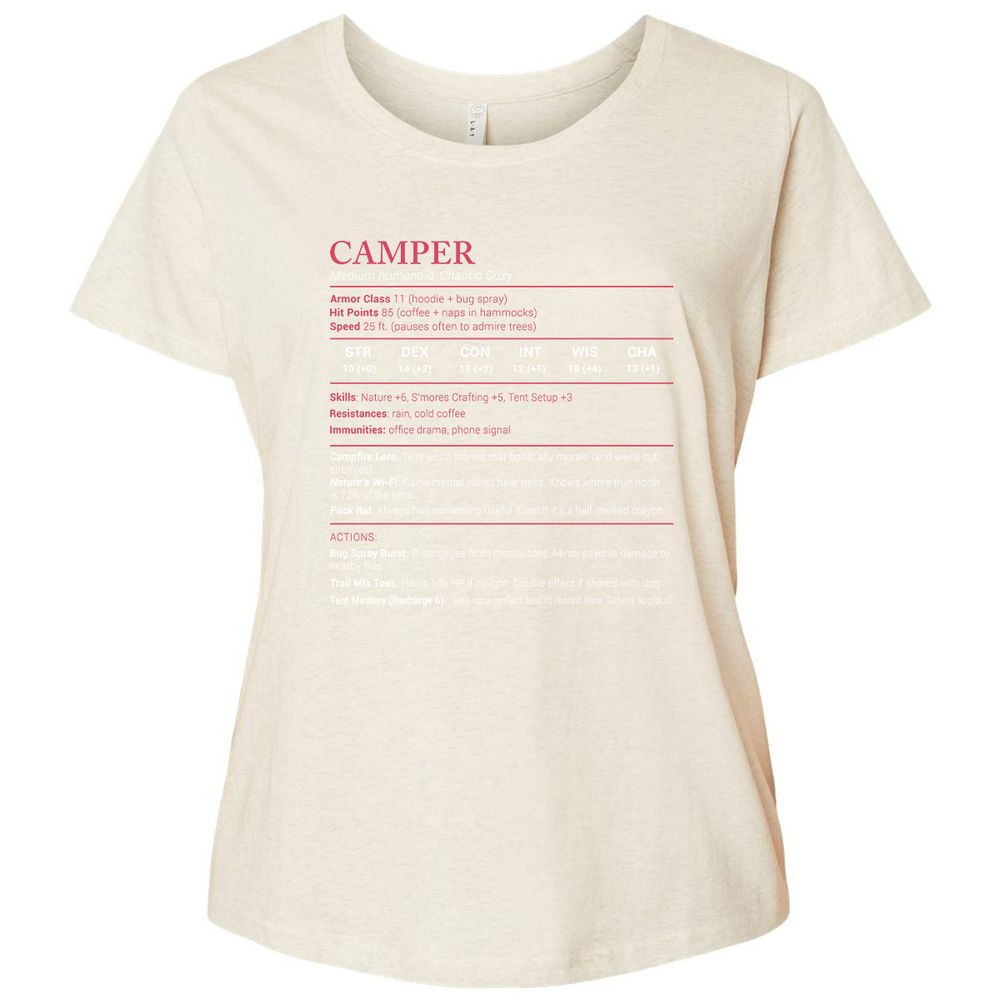 Camper Stats Ladies Curvy Jersey - Natural Heather - 8