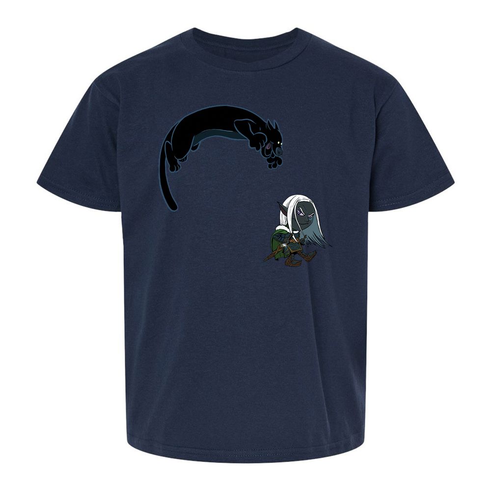 Drizzt and Guenhwyvar Kids T-Shirt - Navy - 8