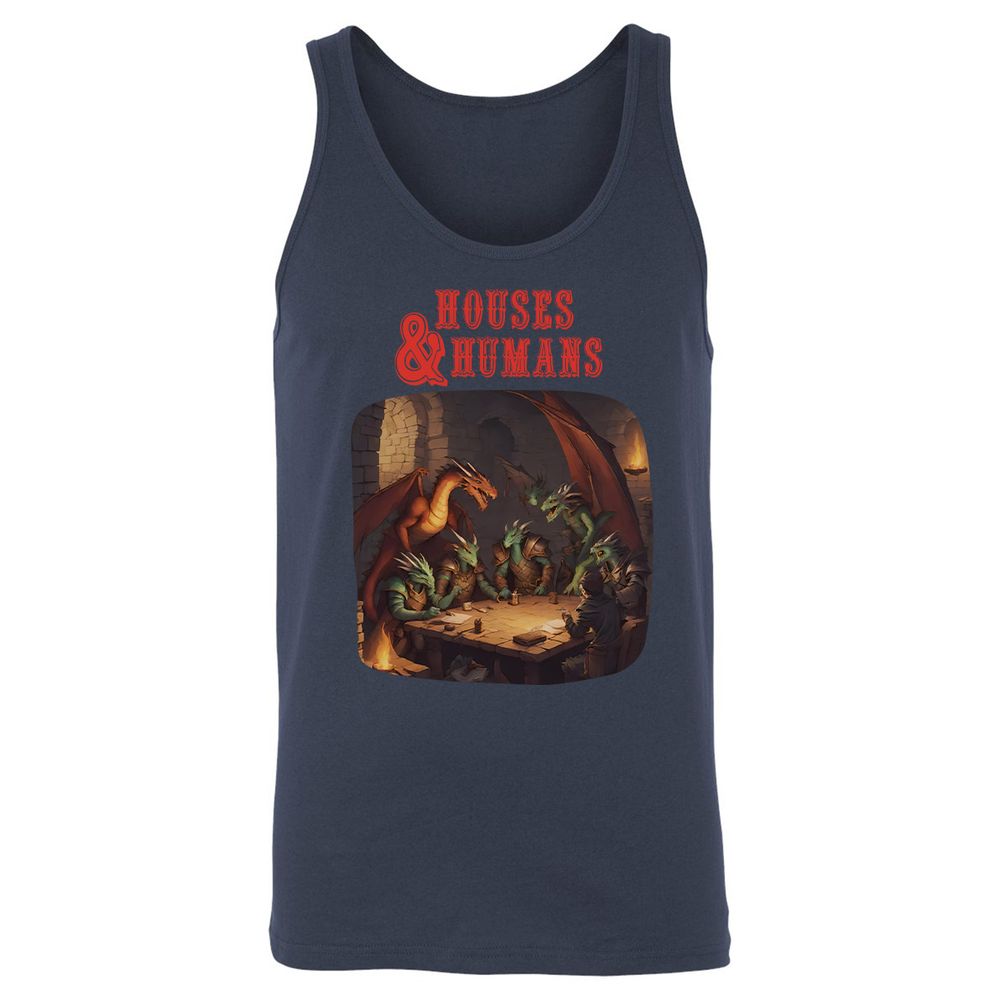 Houses And Humans Unisex Jersey Tank - Navy - 8