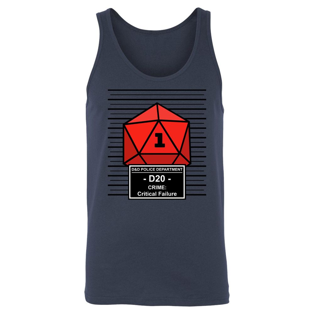 D20 Arrested For Critical Failure Unisex Jersey Tank - Navy - 8