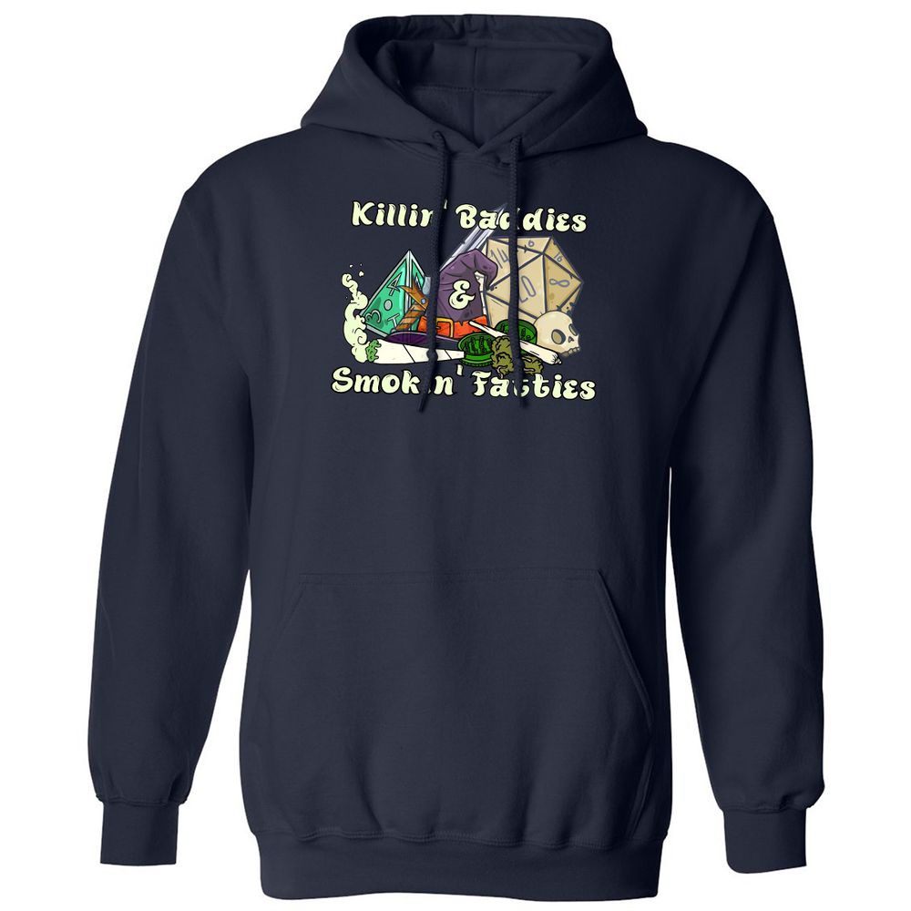Killin' Baddies Smokin' Fatties Classic Unisex Hoodie - Navy - 8