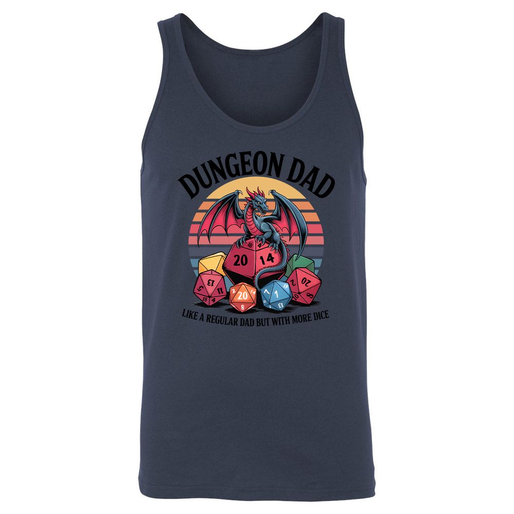 Dungeon Dad With More Dice Unisex Jersey Tank - Navy - 8