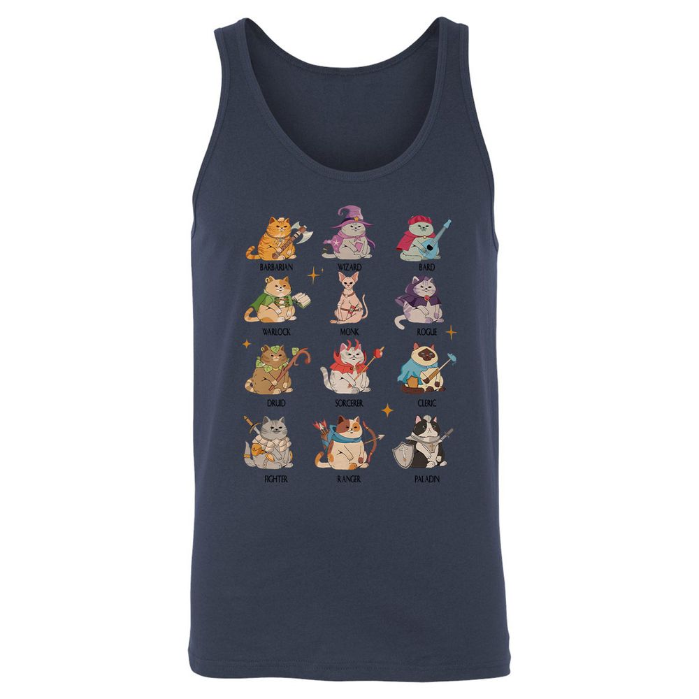 Dungeons And Cats Unisex Jersey Tank - Navy - 8