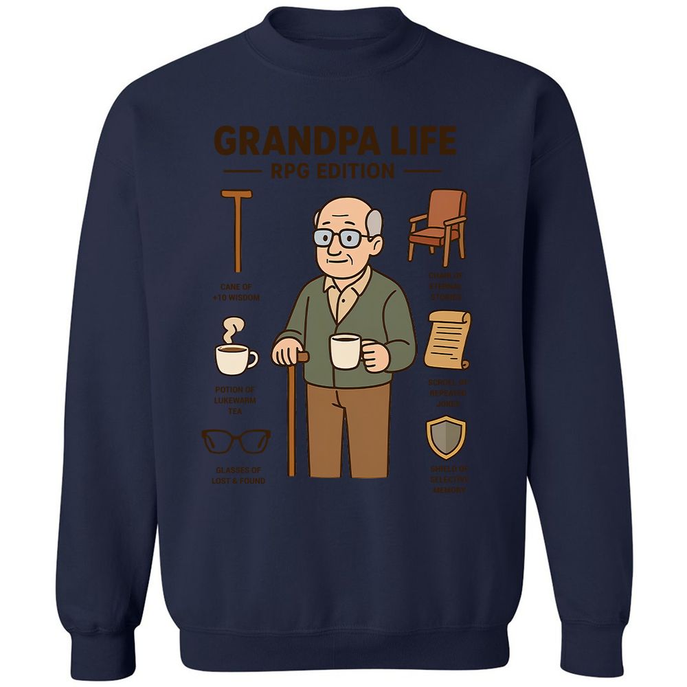 Grandpa Life RPG Edition Classic Unisex Sweatshirt - Navy - 8