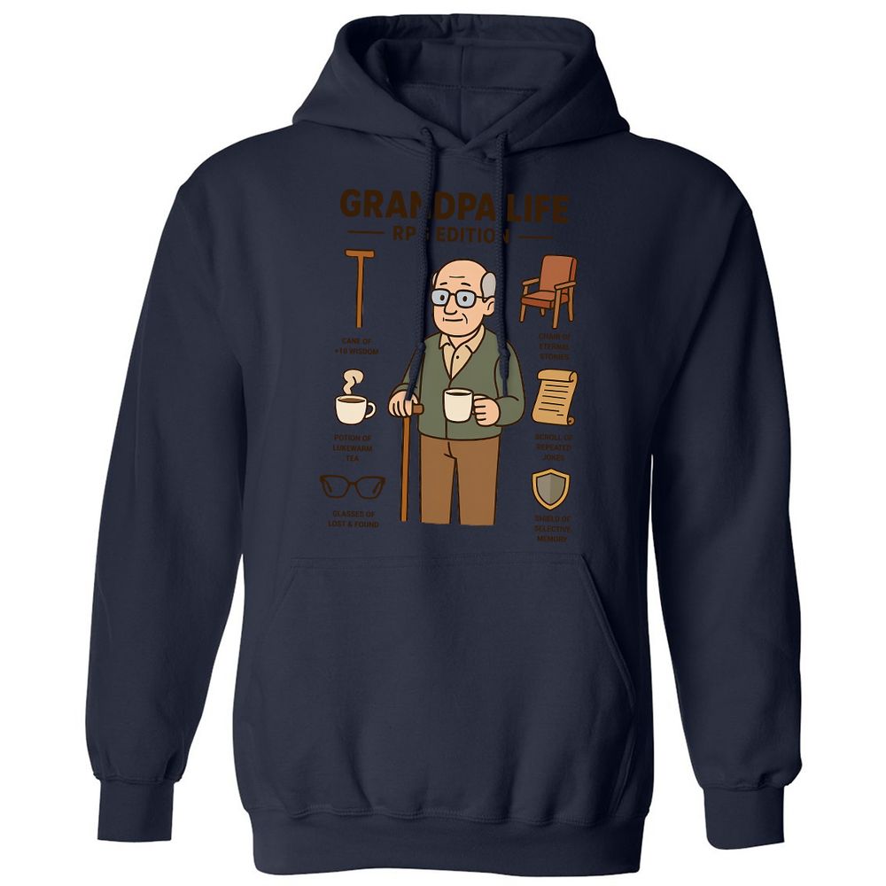 Grandpa Life RPG Edition Classic Unisex Hoodie - Navy - 8
