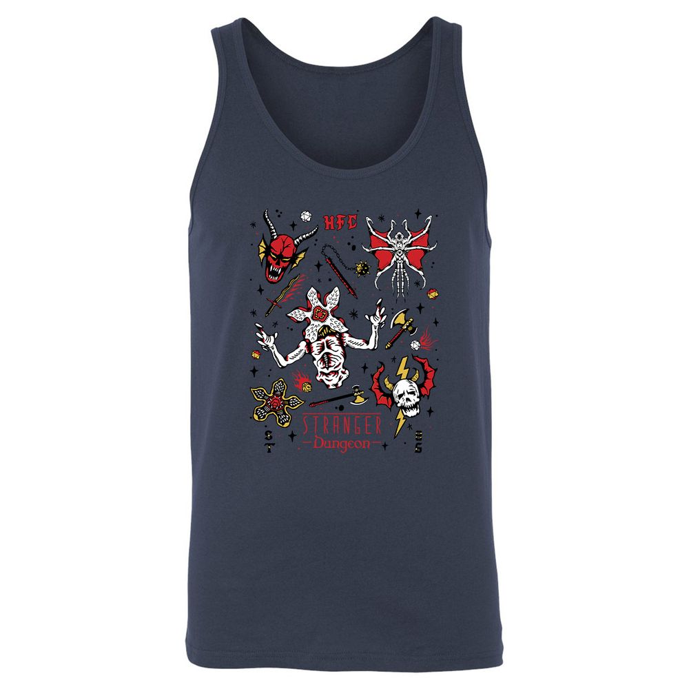 STRANGER DUNGEON Unisex Jersey Tank - Navy - 8