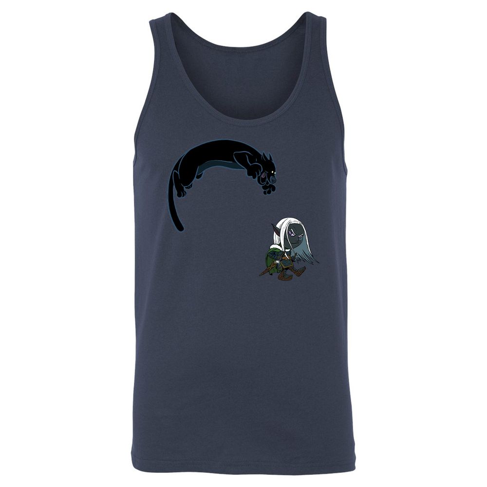 Drizzt and Guenhwyvar Unisex Jersey Tank - Navy - 8
